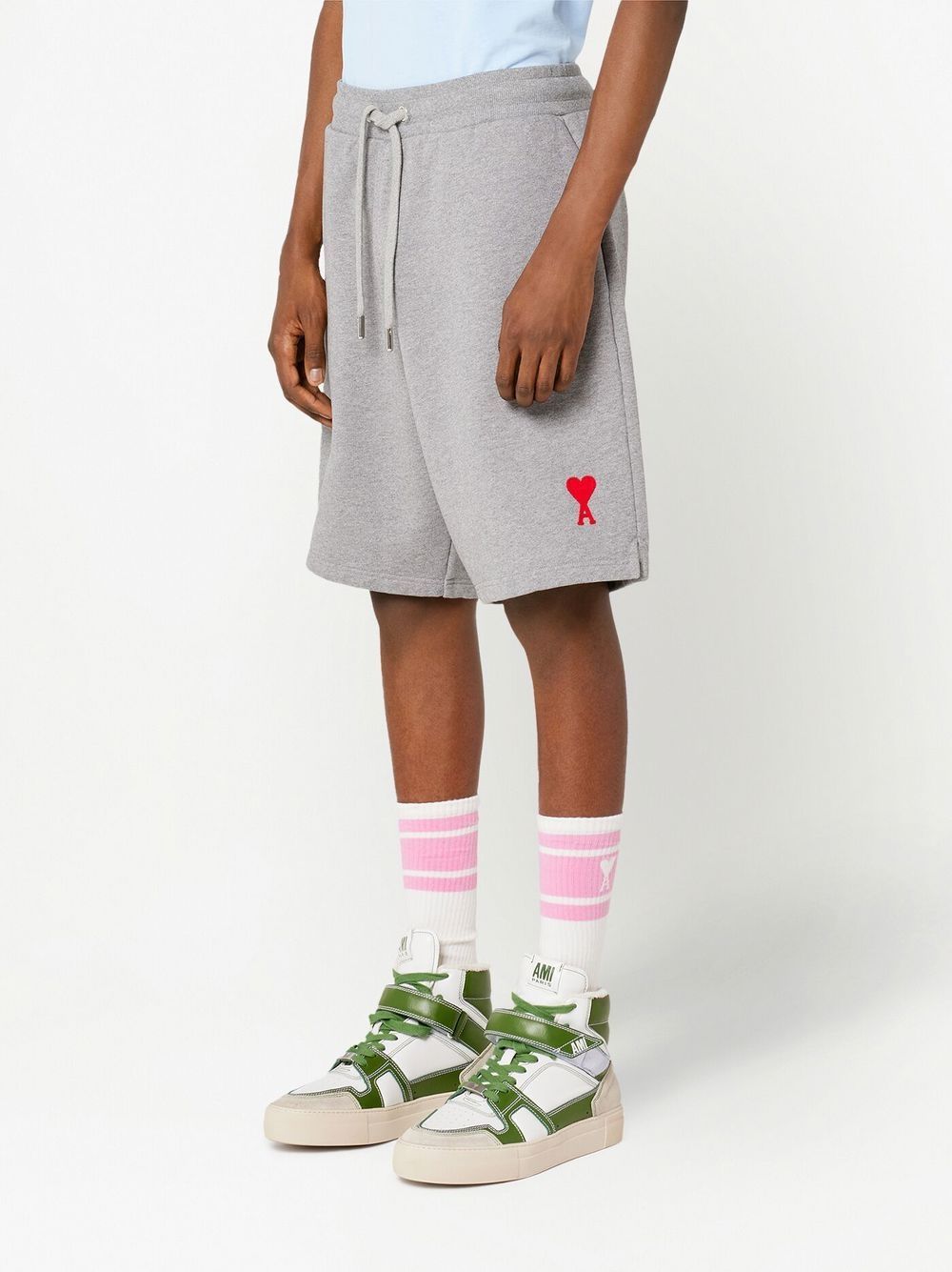 Shop Ami Alexandre Mattiussi Logo Shorts In Gray