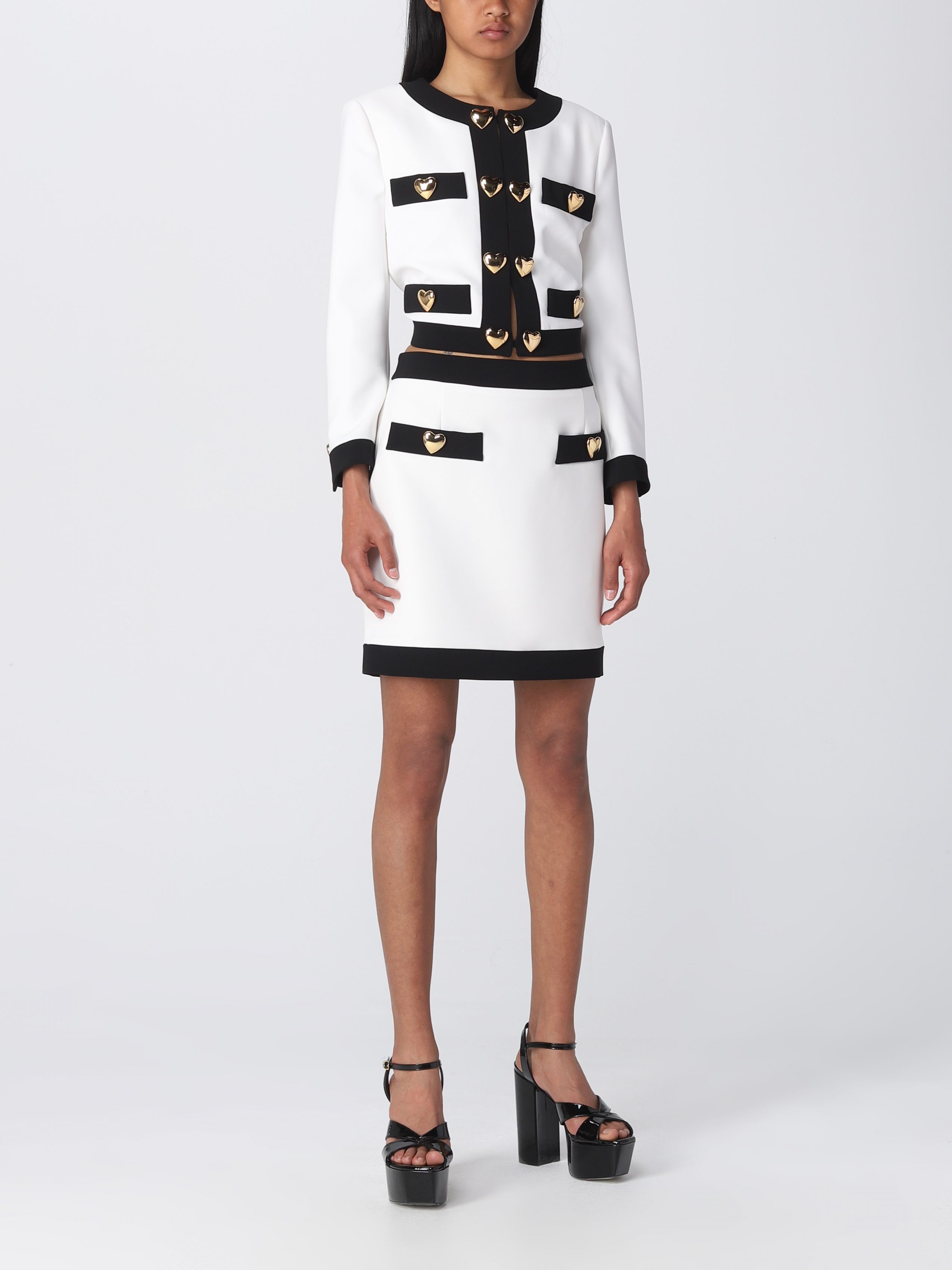 Moschino Heart-embellished Cropped Jacket In White