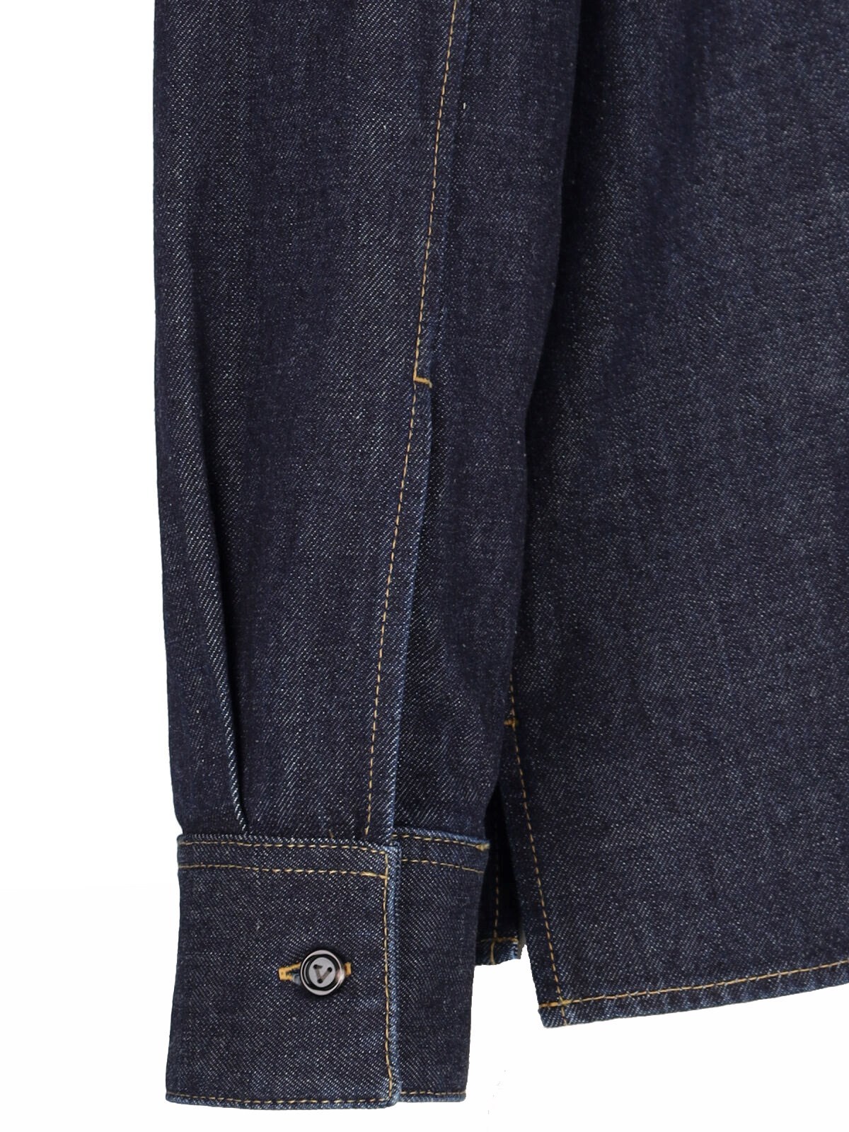 Bottega Veneta Blue Denim Shirt In Black