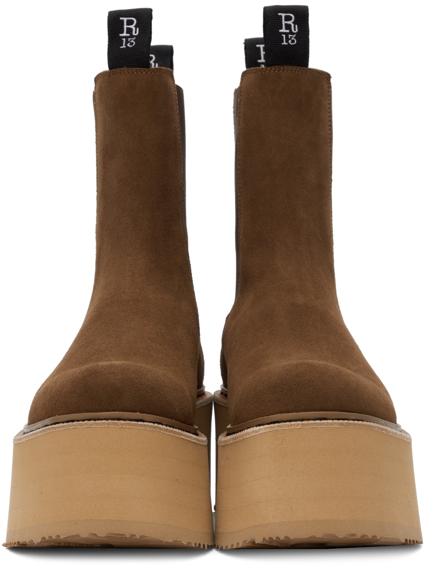 R13 Logo Chelsea Boots In Brown