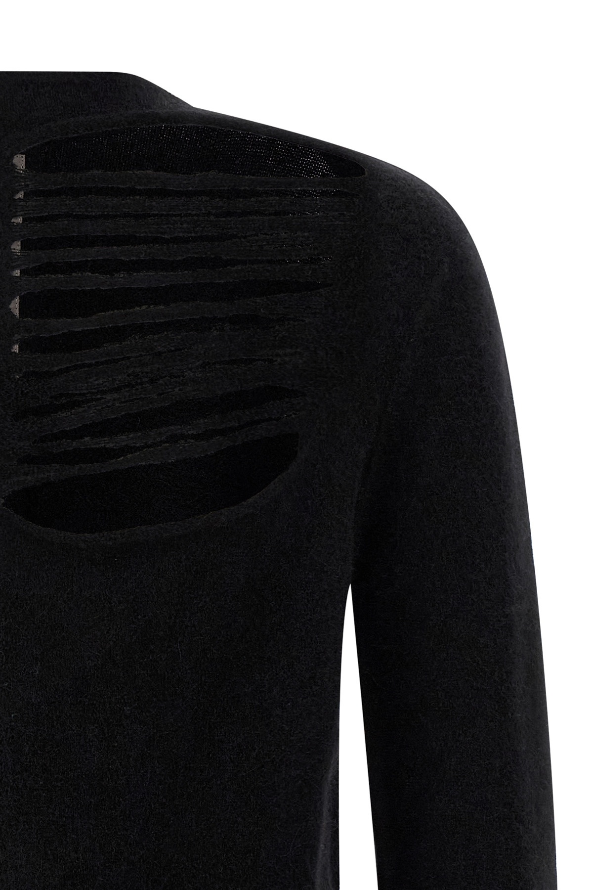 Rick Owens Black Concordians Ls Grid Knit Sweater In Black