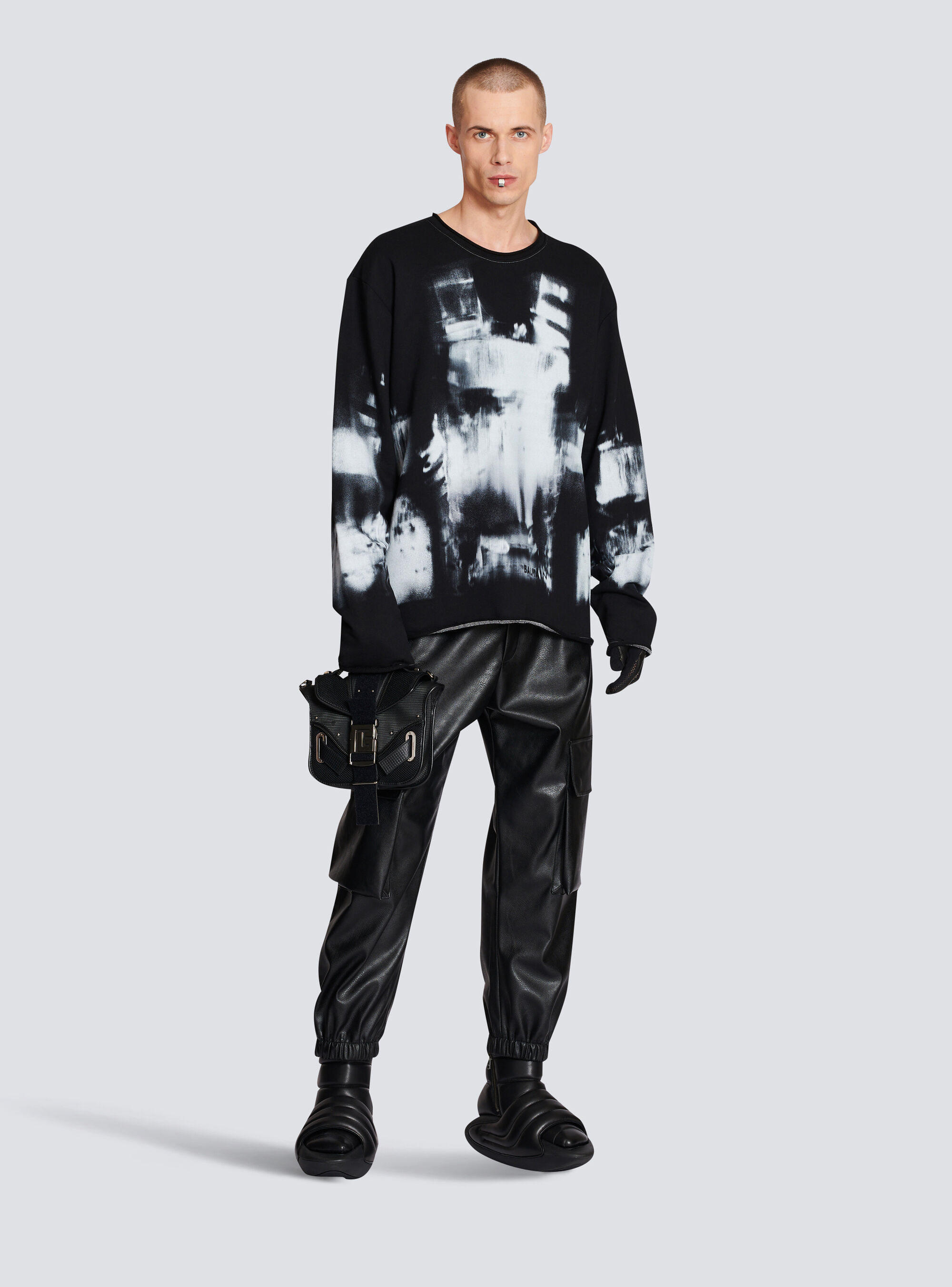 Balmain Vegan Leather Cargo Trousers In Black