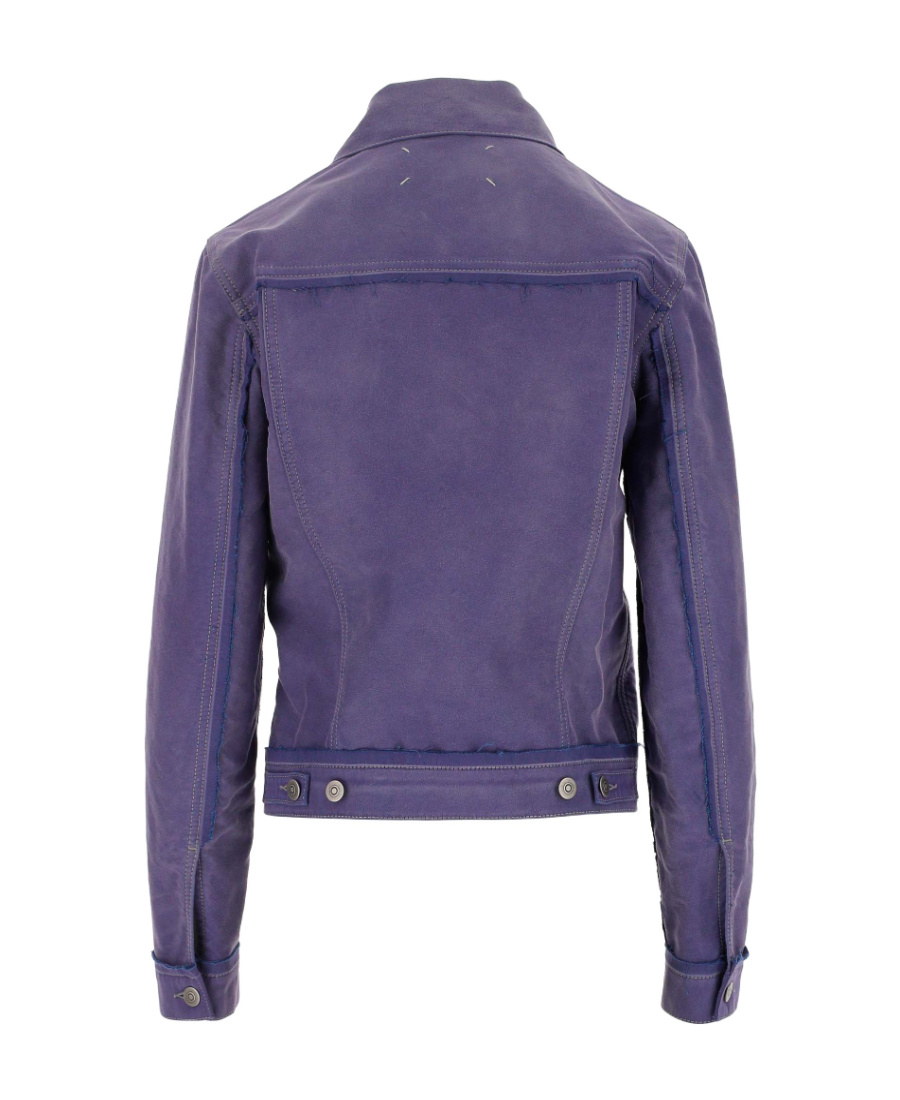 Maison Margiela Distressed Cotton Jacket In Blue