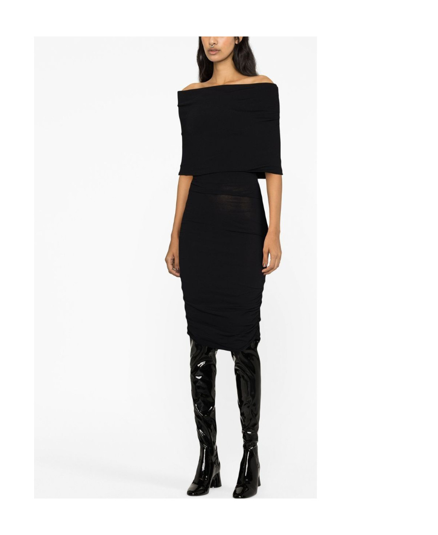 Khaite Aerica Ruched Midi Dress In Black