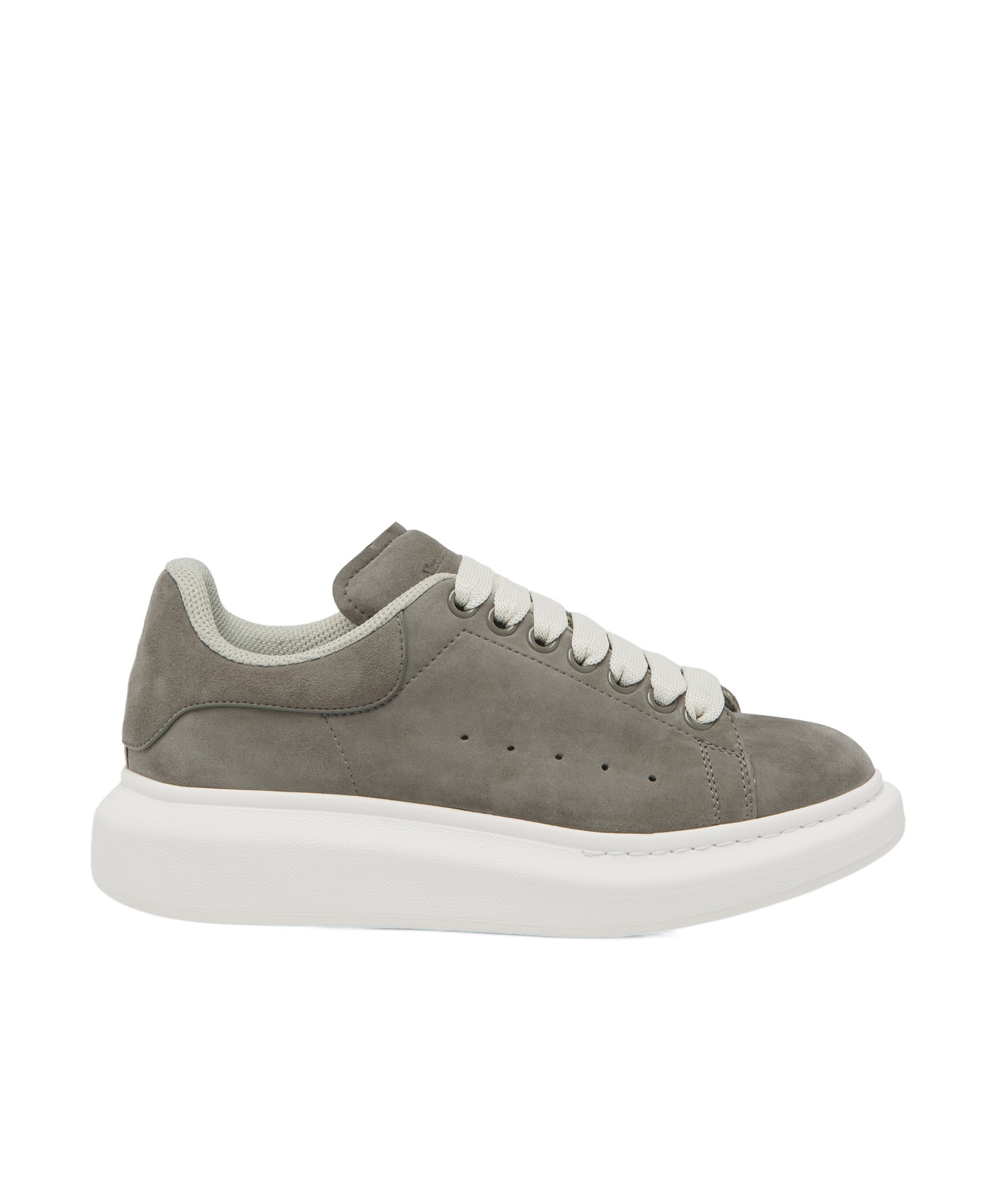 Alexander Mcqueen Oversized Suede Sneakers With Engraved Logo On The Front In White