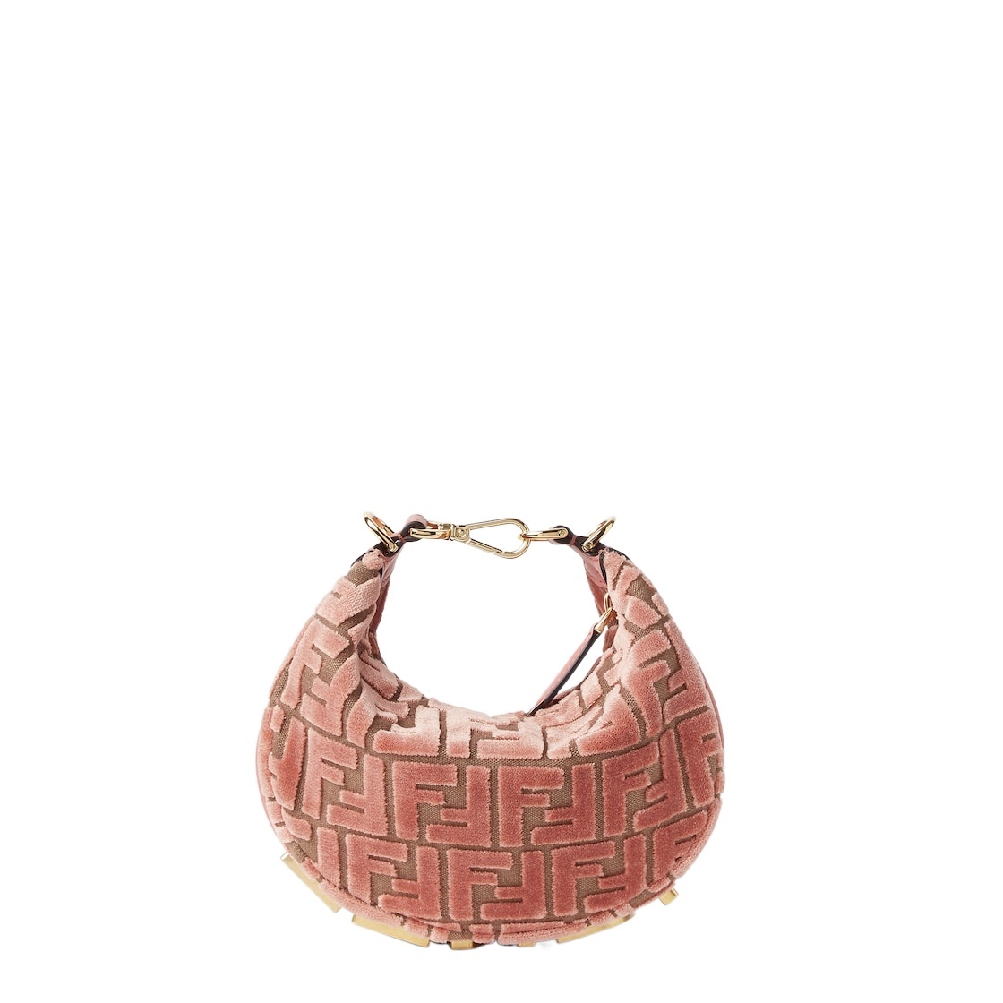 Fendi Graphy Mini Hobo Bag In Ff Jacquard Velvet In Pink