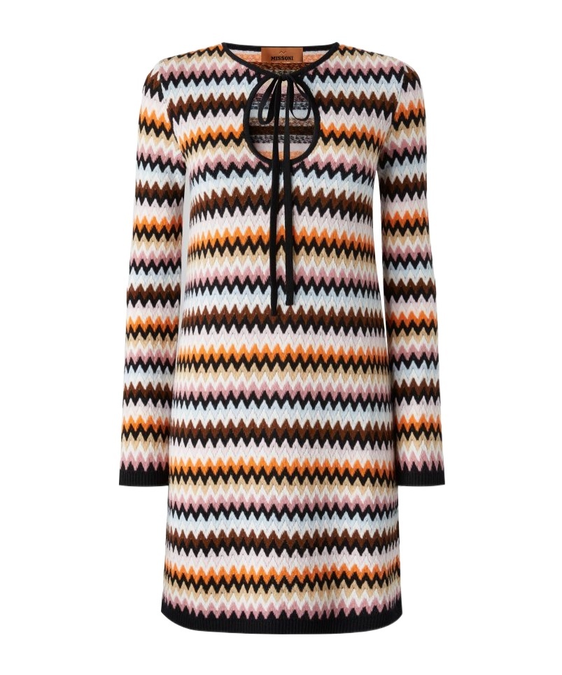 Shop Missoni Zigzag Dress In Multi-color