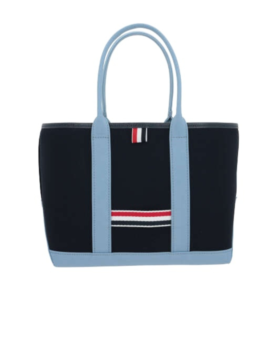 Thom Browne Rwb-stripe Canvas Tote Bag In Black