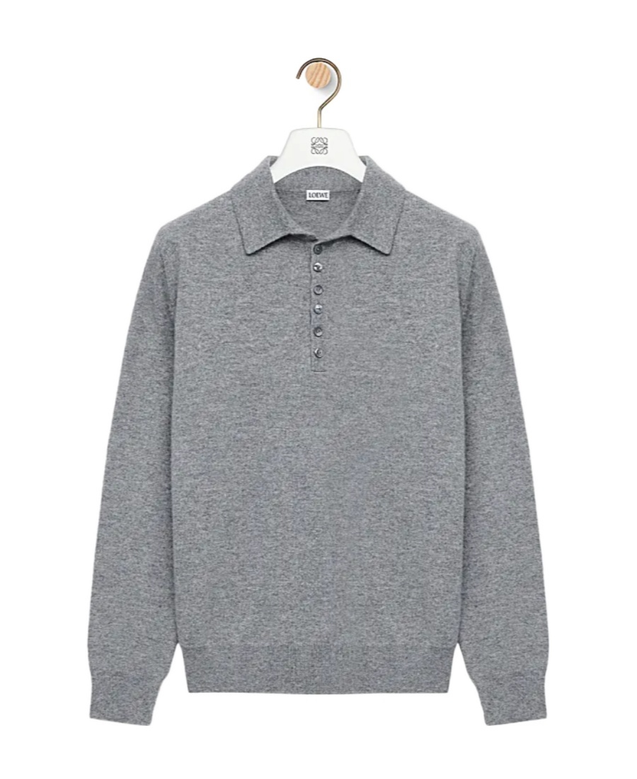 Loewe Cashmere Lapel Sweater In Gray