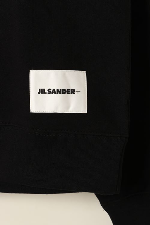 Jil Sander Hoodie With Patch Logo And Ribbed Finish In Black