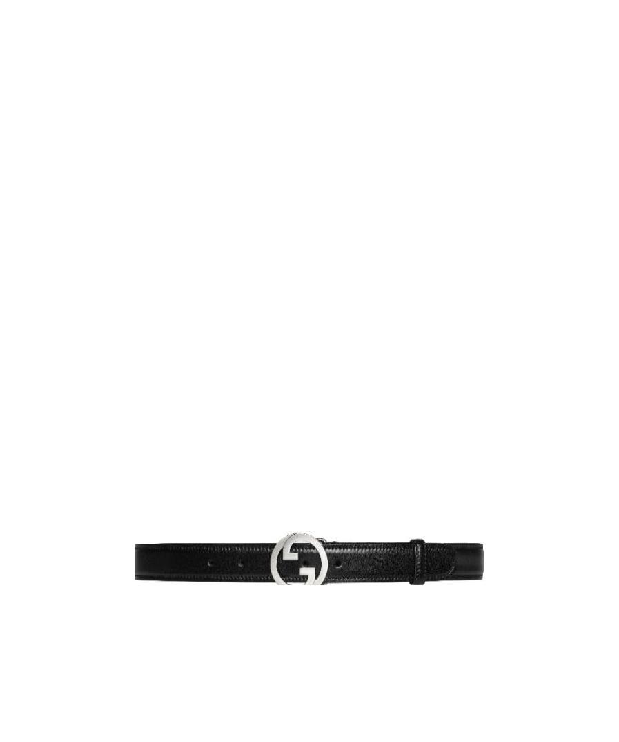 GUCCI MONOGRAM PLAQUE LEATHER BELT