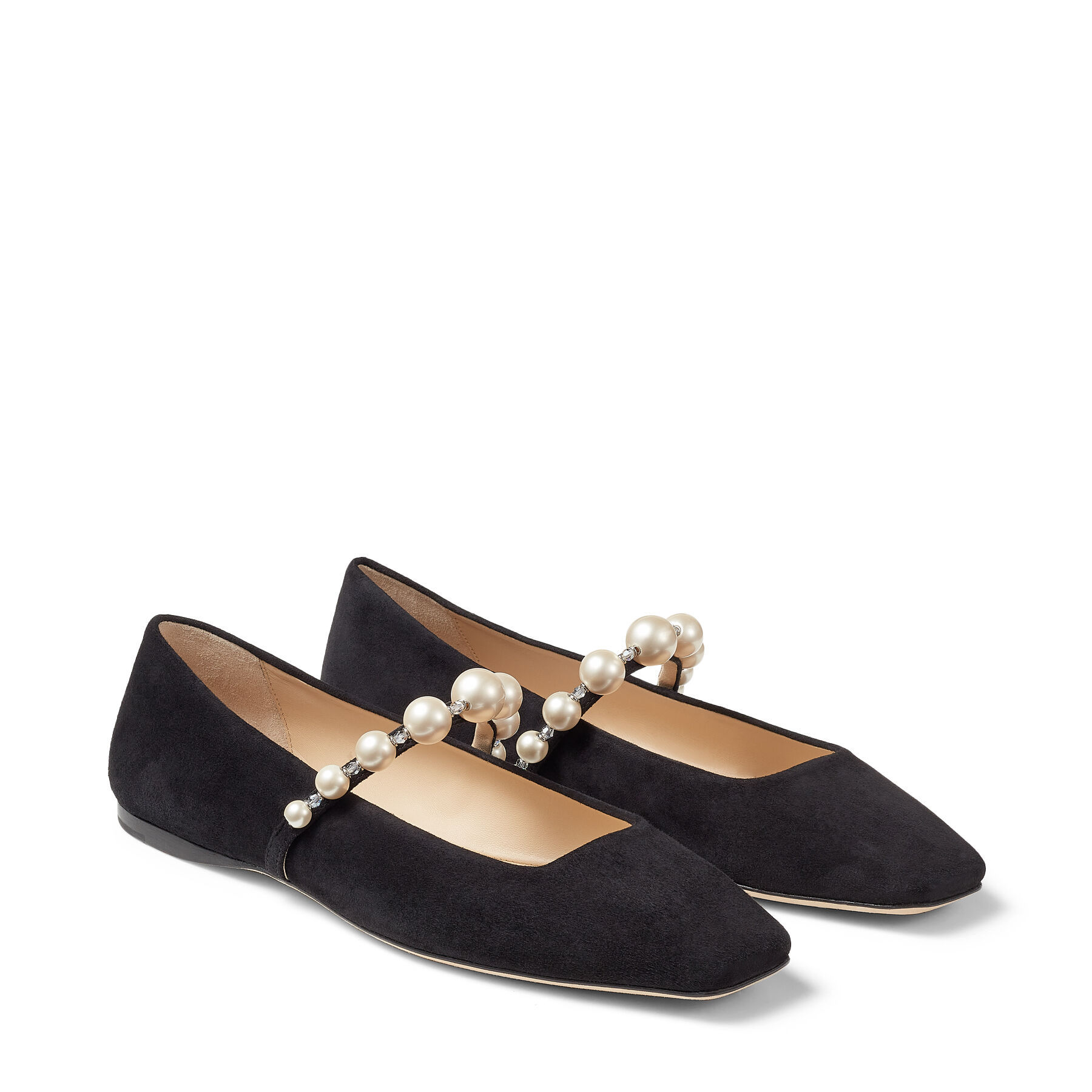 Shop Jimmy Choo Ade Square-toe Ballerina Shoes In Black