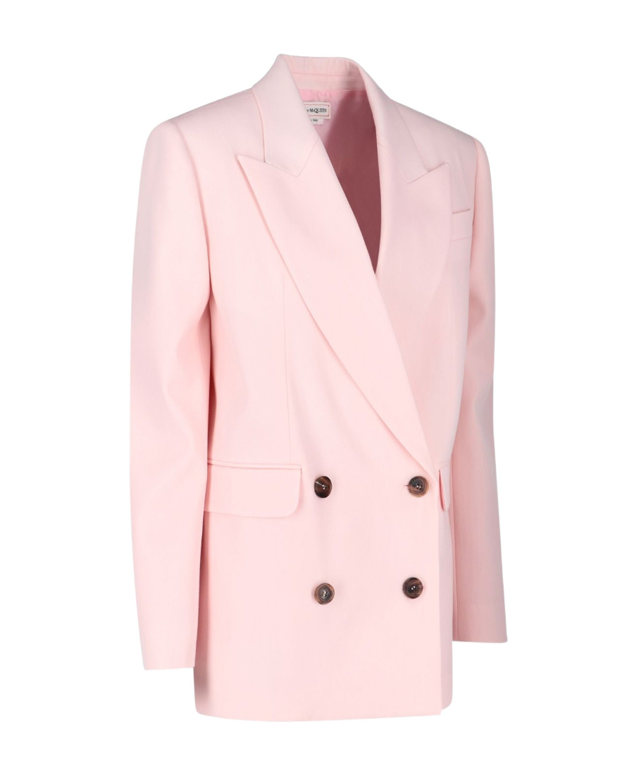 Alexander Mcqueen Double-breasted Wool Blazer In Pink
