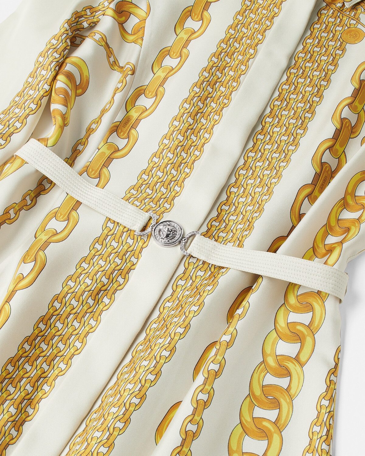 Versace Treasure Silk Mini Shirt Dress In Yellow