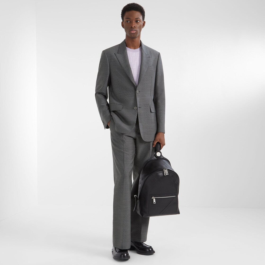 Fendi Striped Single-breasted Wool Blazer In Black