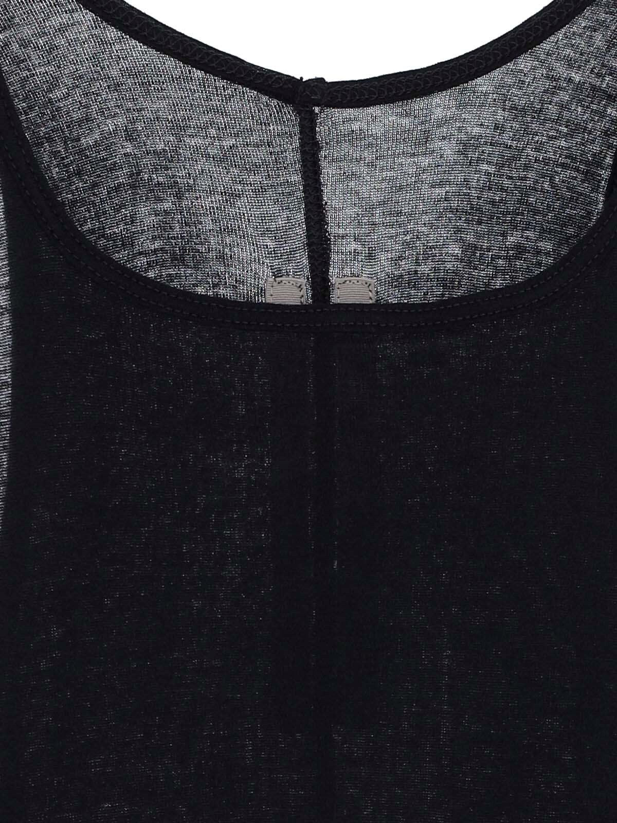 Rick Owens Black Tank Top With Curved Hem In Cotton Man In Black