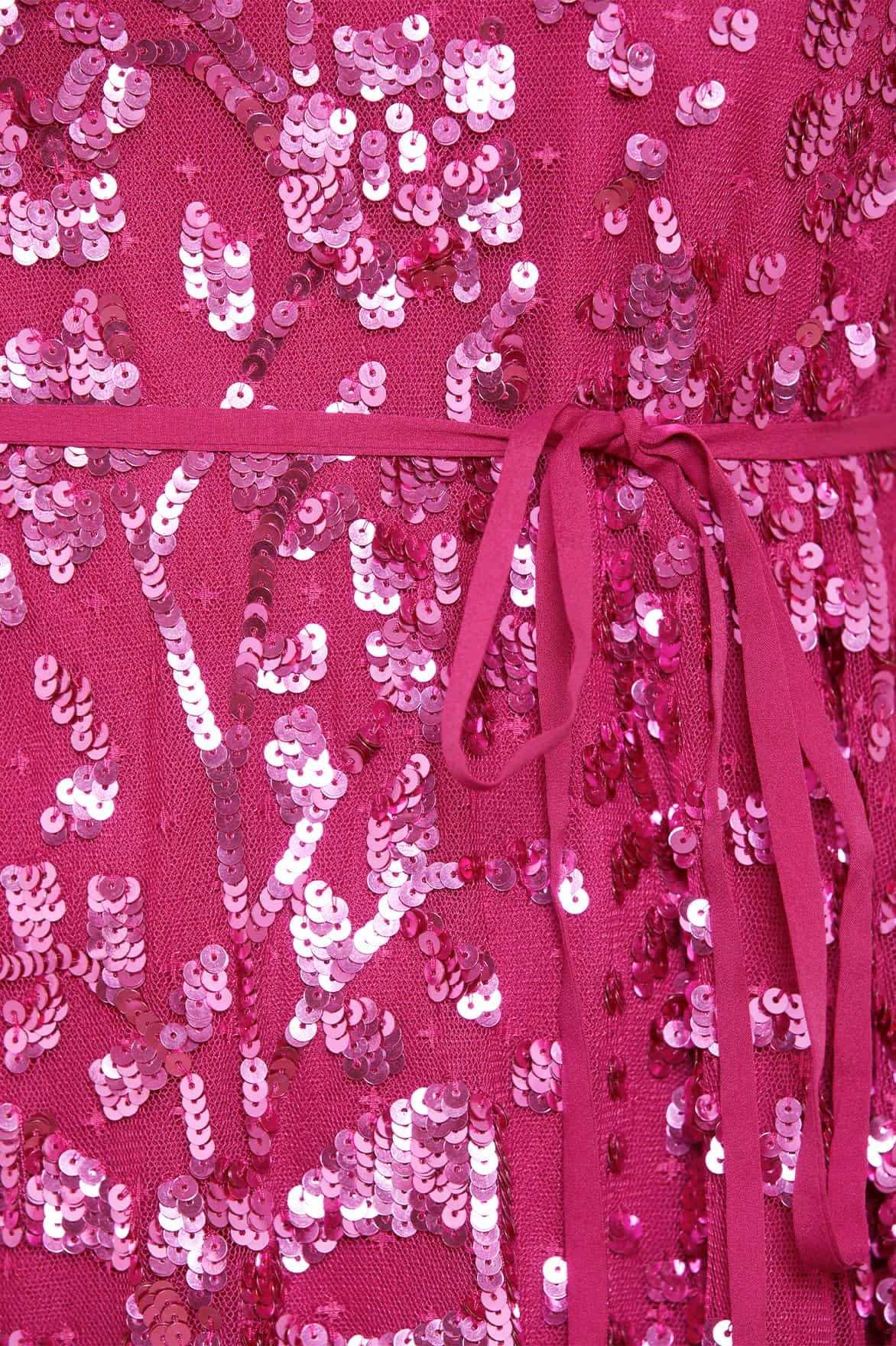 Needle & Thread Sequinned Ruffled Maxi Dress In Pink