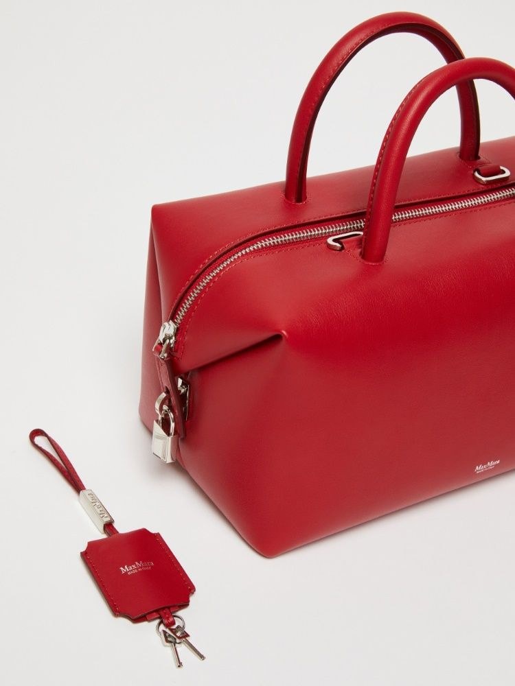 Shop Max Mara Natural Leather Satchel Bag In Red