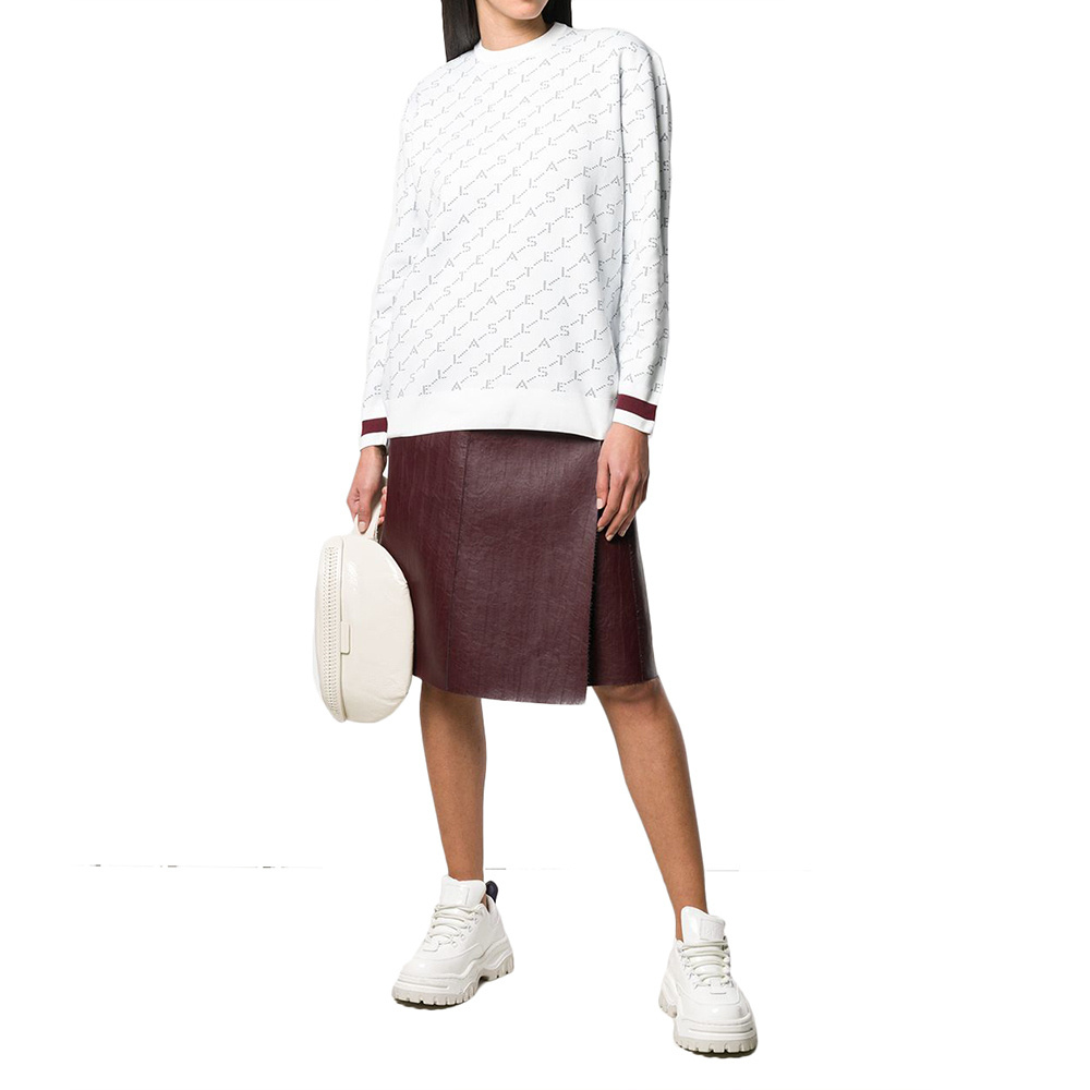 Stella Mccartney Round-necked Logo Sweater In White