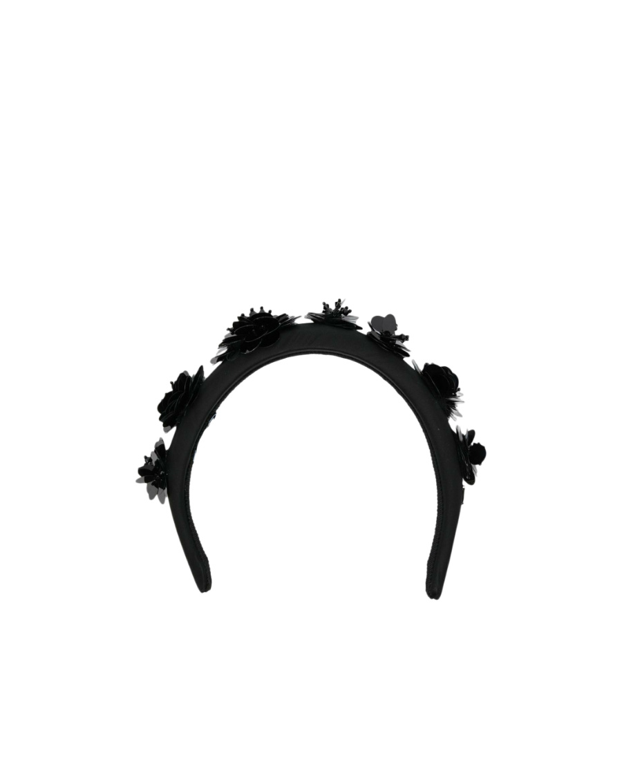 Prada Floral-embellished Recycled-polyamide Headband In Black