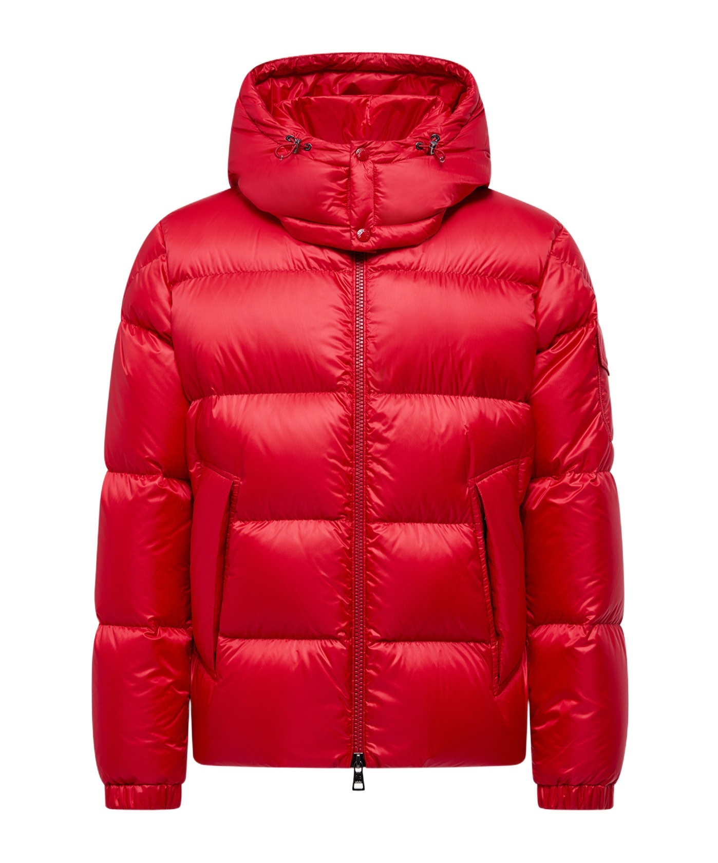 Moncler Quilted Down Jacket With Detachable Hood In Red