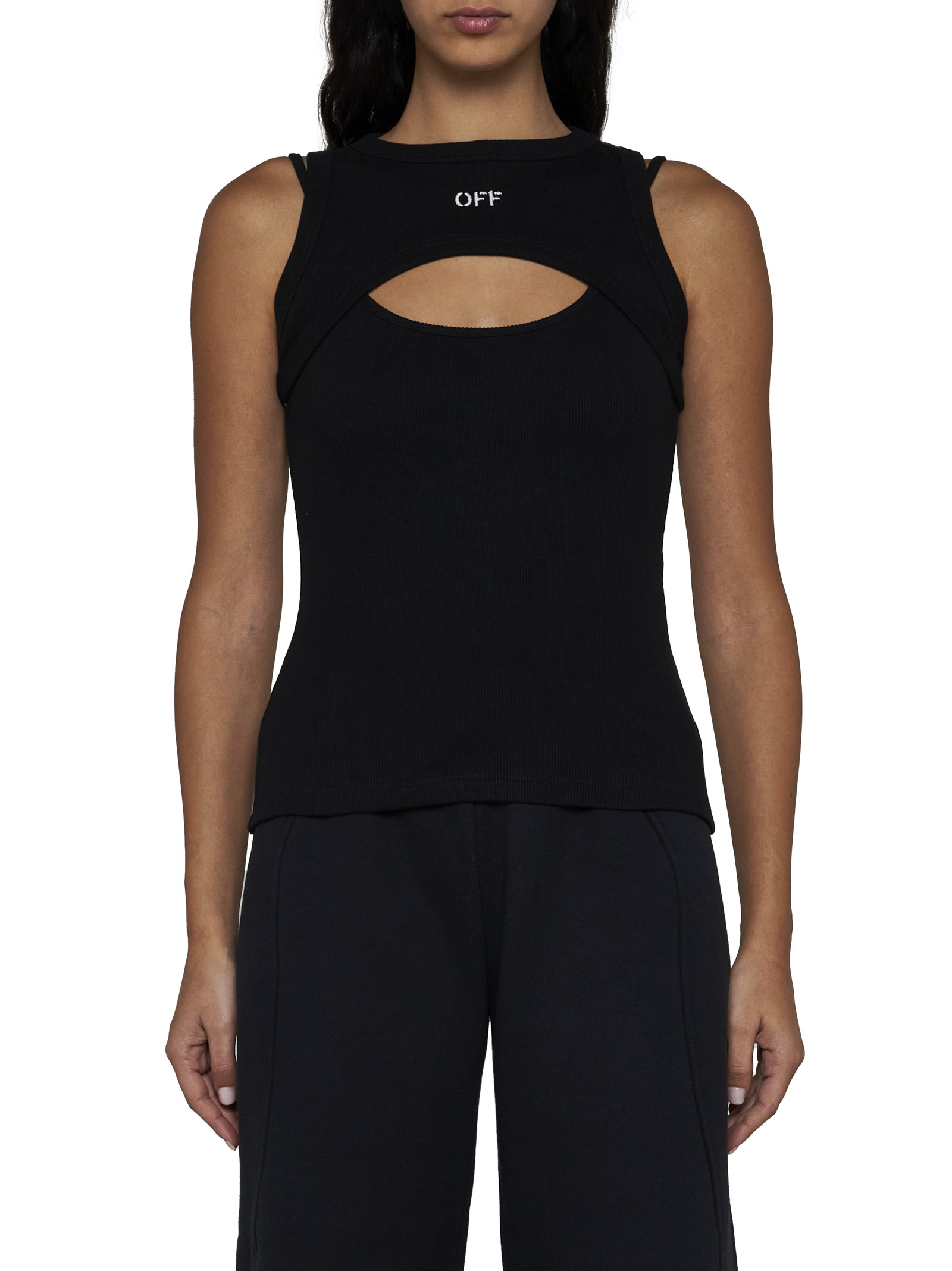 Off-white Layered Sleeveless Top With In Black