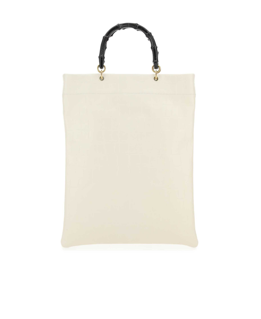 Jil Sander Ivory Leather Medium Shopping Bag In White