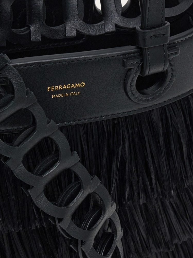 Ferragamo Fringed Tote Bag In Black