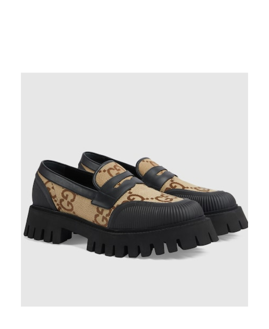 Gucci Gg Canvas Lug-sole Loafers In Multi