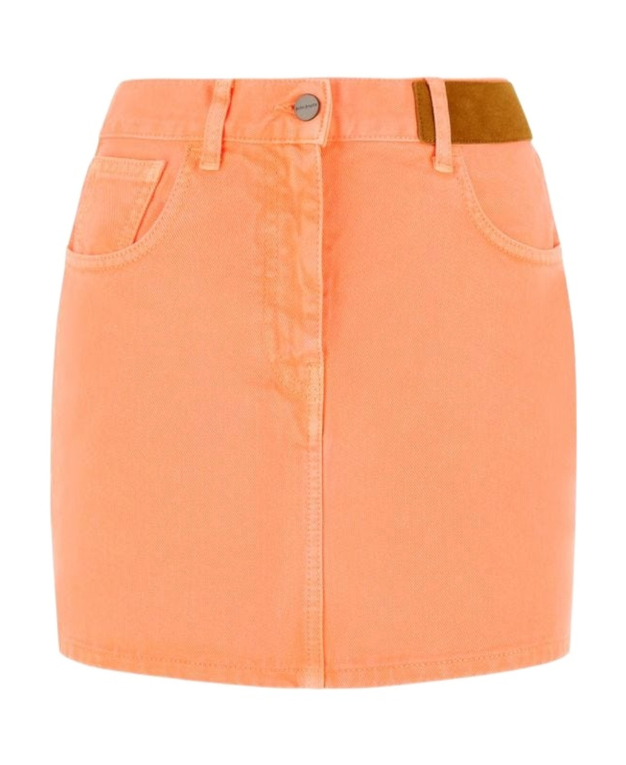 Palm Angels Logo-patch Denim Miniskirt In Pink