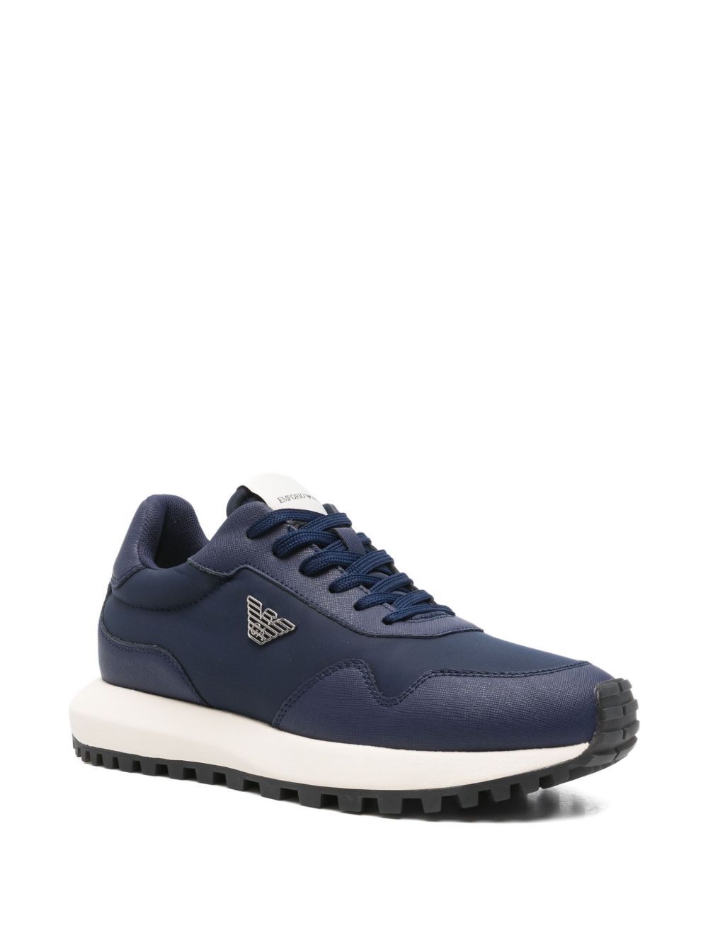 Emporio Armani Logo-plaque Trainers In Blue