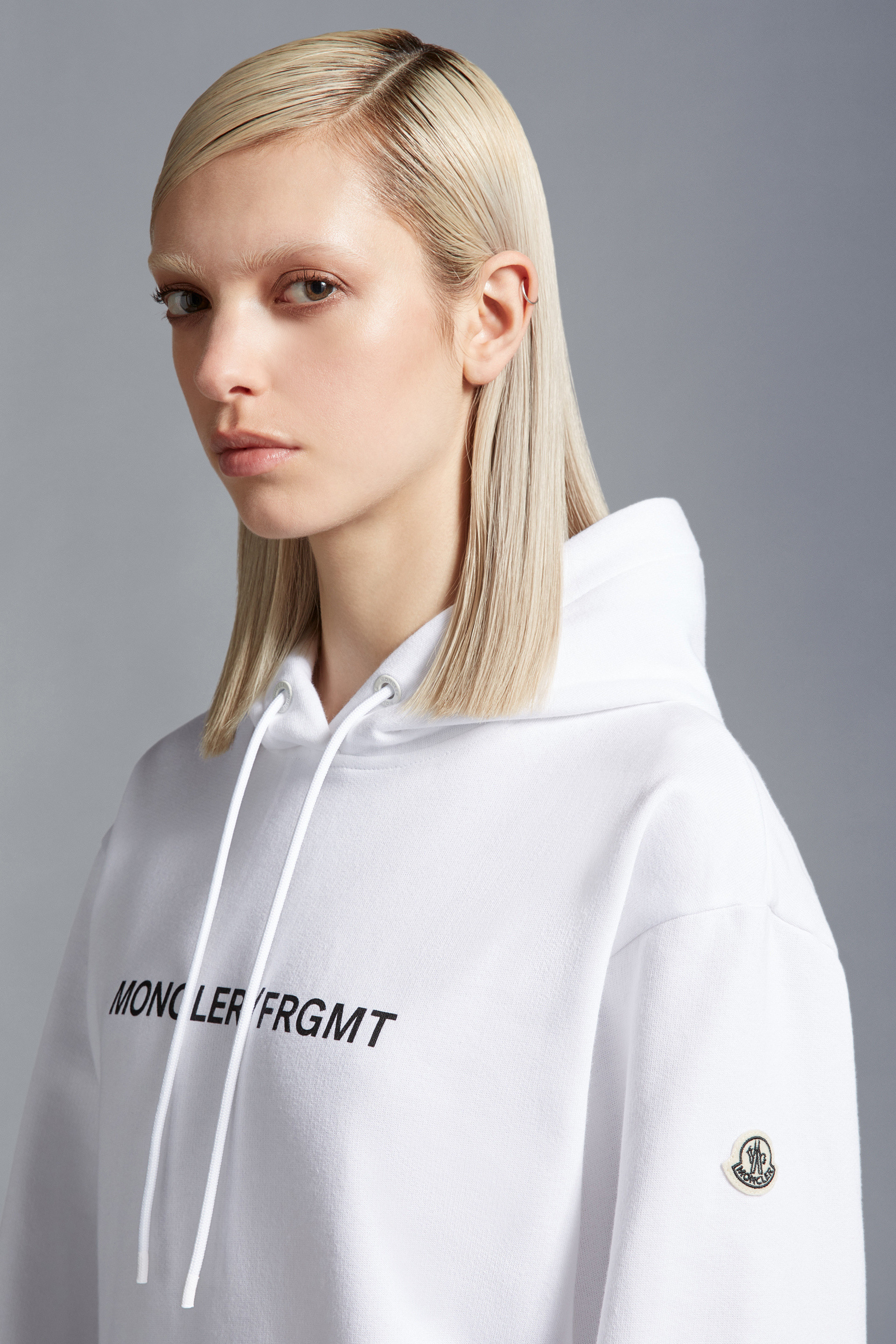 Shop Moncler Floral Motif Hoodie In White