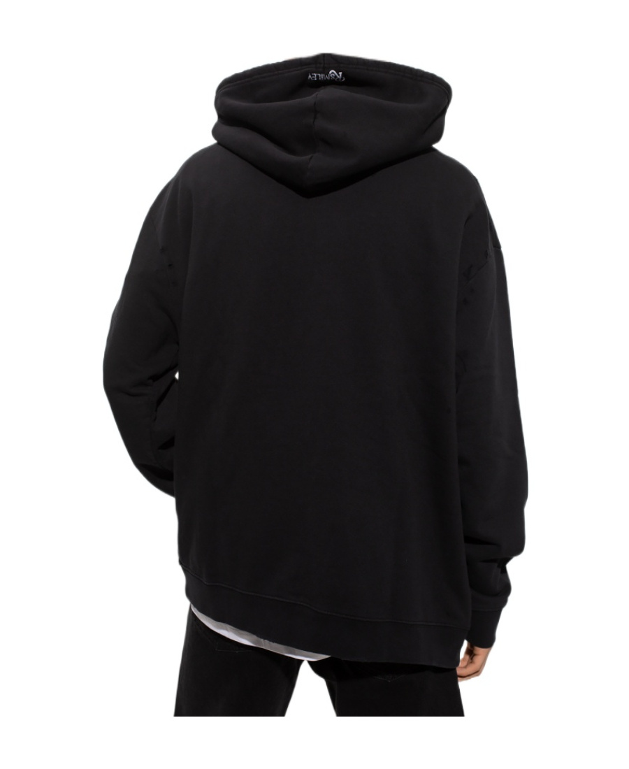 Raf Simons Logo Hooded Sweater In Black