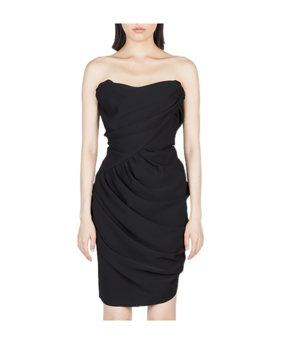 Vivienne Westwood Gathered-detailed Strapless Mini Dress In Black