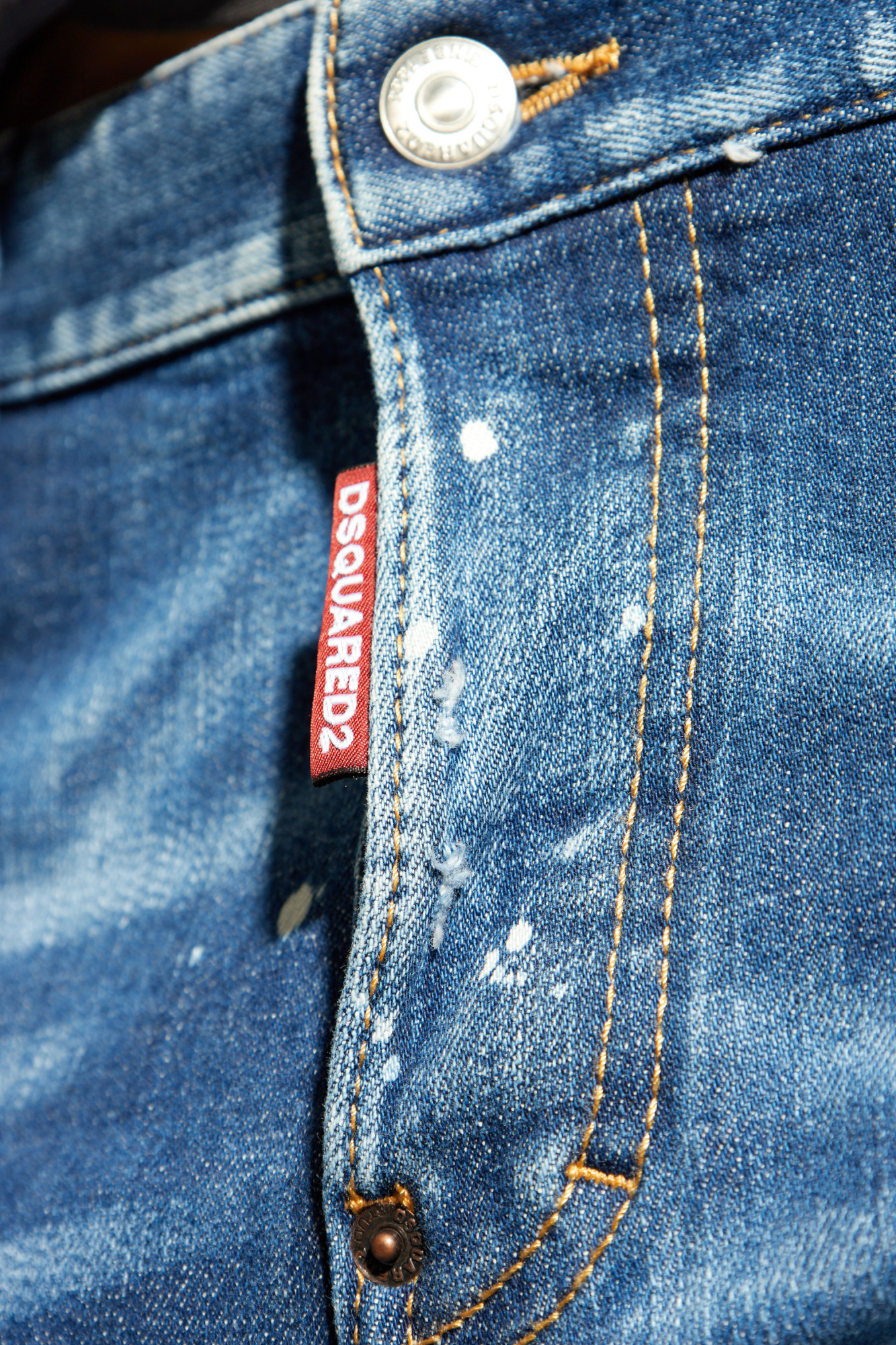 Dsquared2 Logo Patch Distressed Skinny Jeans In Blue