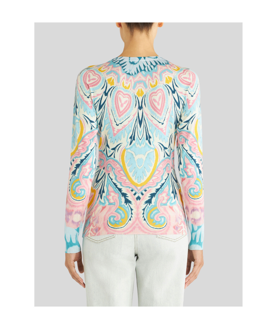 Etro Abstract-print Knit V-neck Top In White