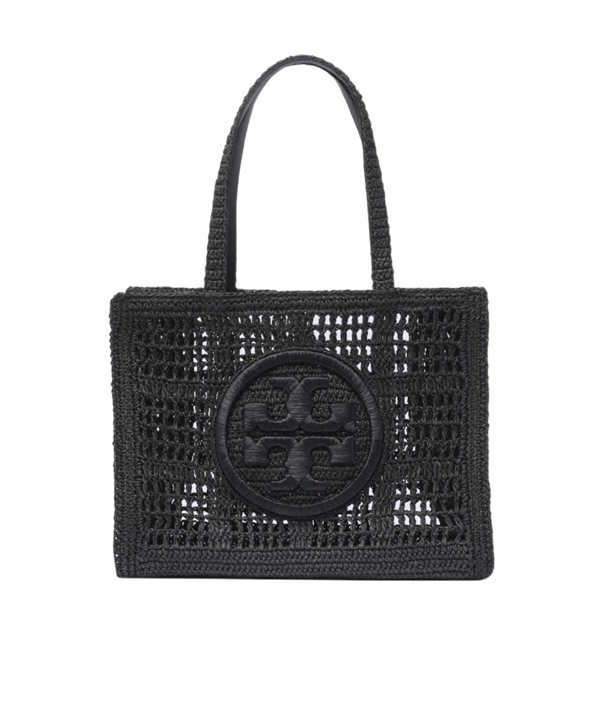 Tory Burch Black Small Hand-crochete Ella Tote Bag In Black