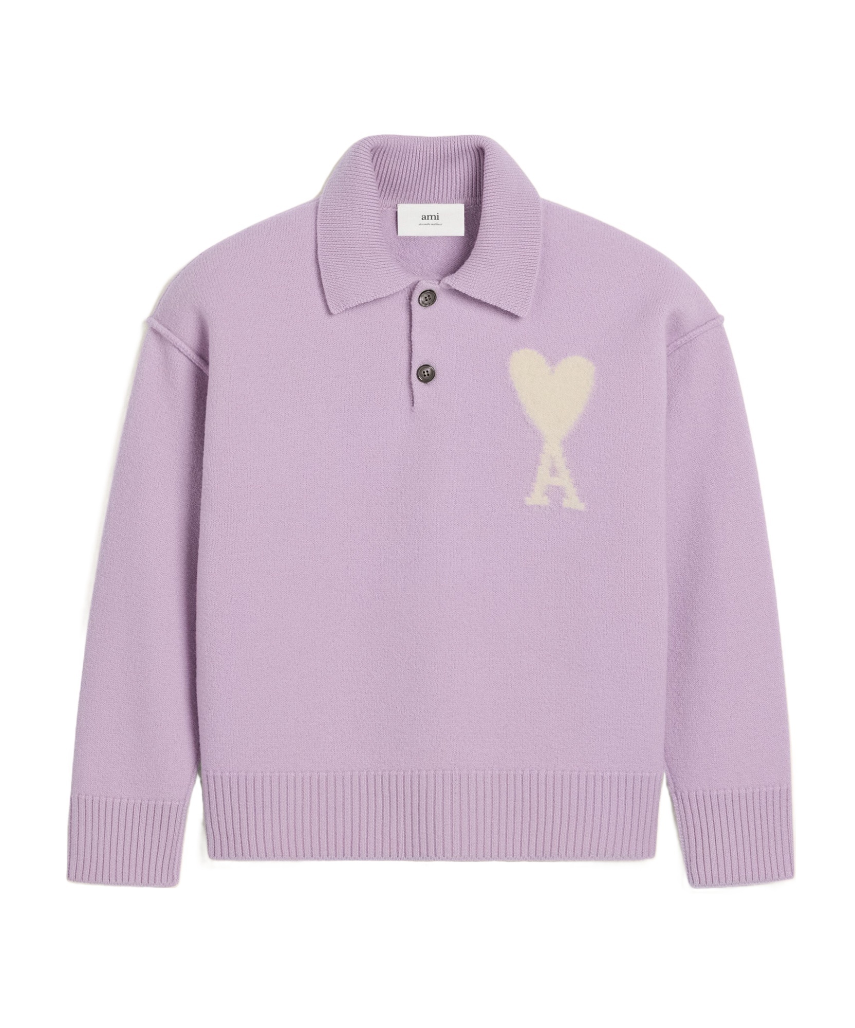 Shop Ami Alexandre Mattiussi Ami Paris Ami De Coeur Polo Jumper In Purple