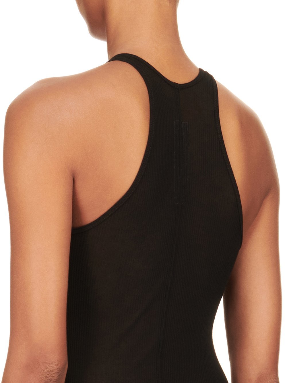 Rick Owens Ribbed Midi Tank Dress In Black