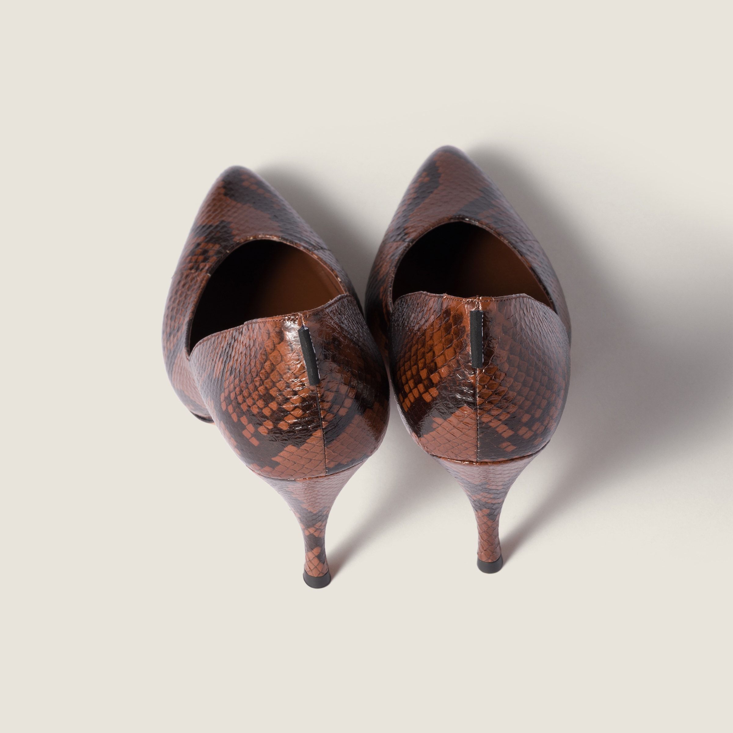 Miu Miu Python-print Ayers Leather Pumps In Brown