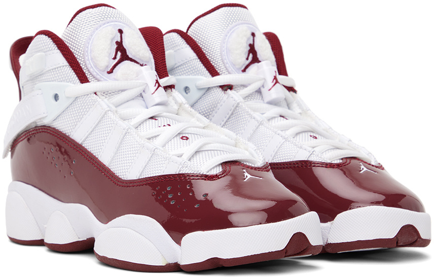 Nike Kids White & Burgundy 6 Rings Big Kids Sneakers In White Burgundy