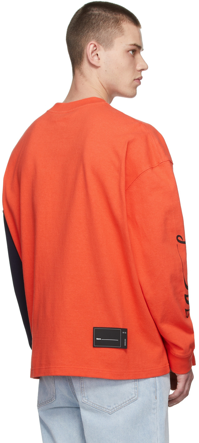 We11 Done Super Large Spliced Long-sleeved T-shirt In Orange