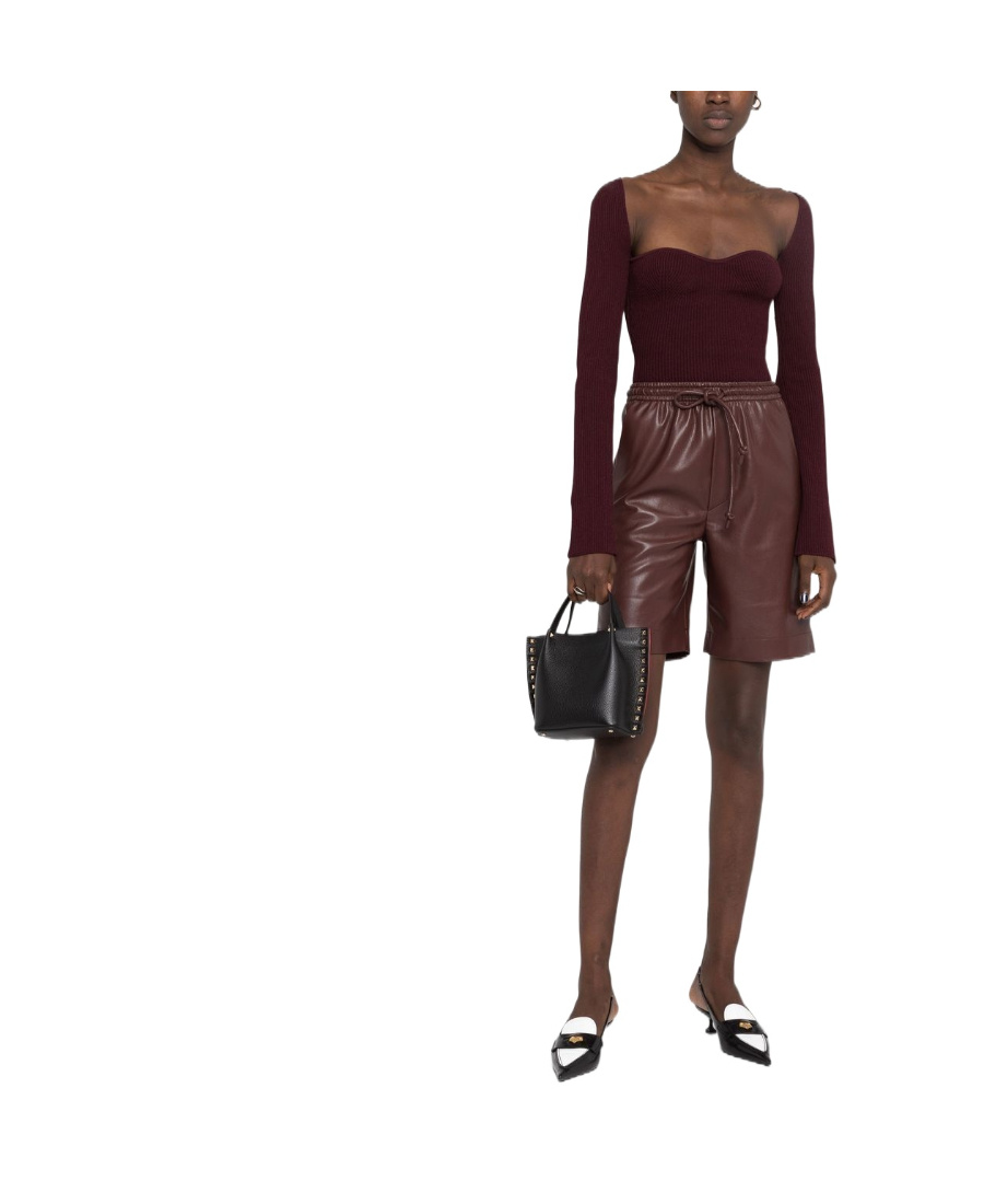 Valentino Powder Pink Studded Leather Tote In Black