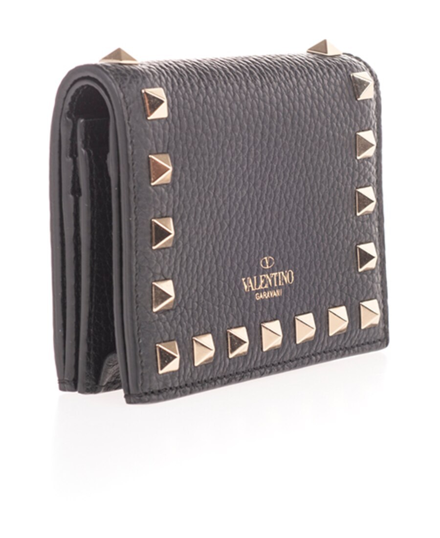 Valentino Compact Rockstud Wallet In Black