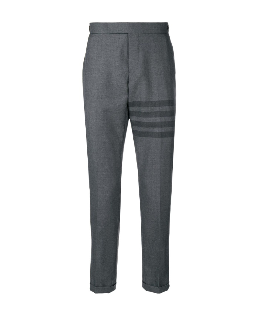 Thom Browne 4-piece Slim Casual Pants With Decorative Patterns In Black