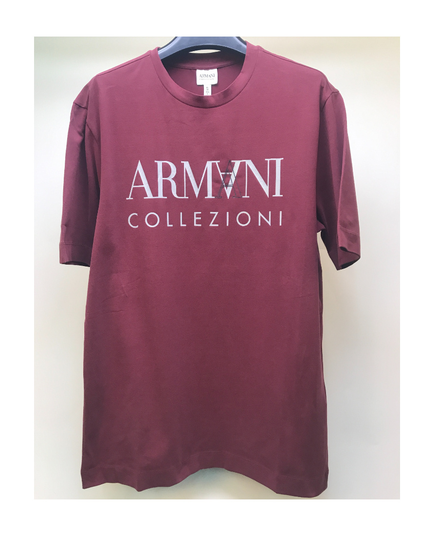 Shop Armani Collezioni Logo Printed Round-collar Short-sleeved T-shirt In Red