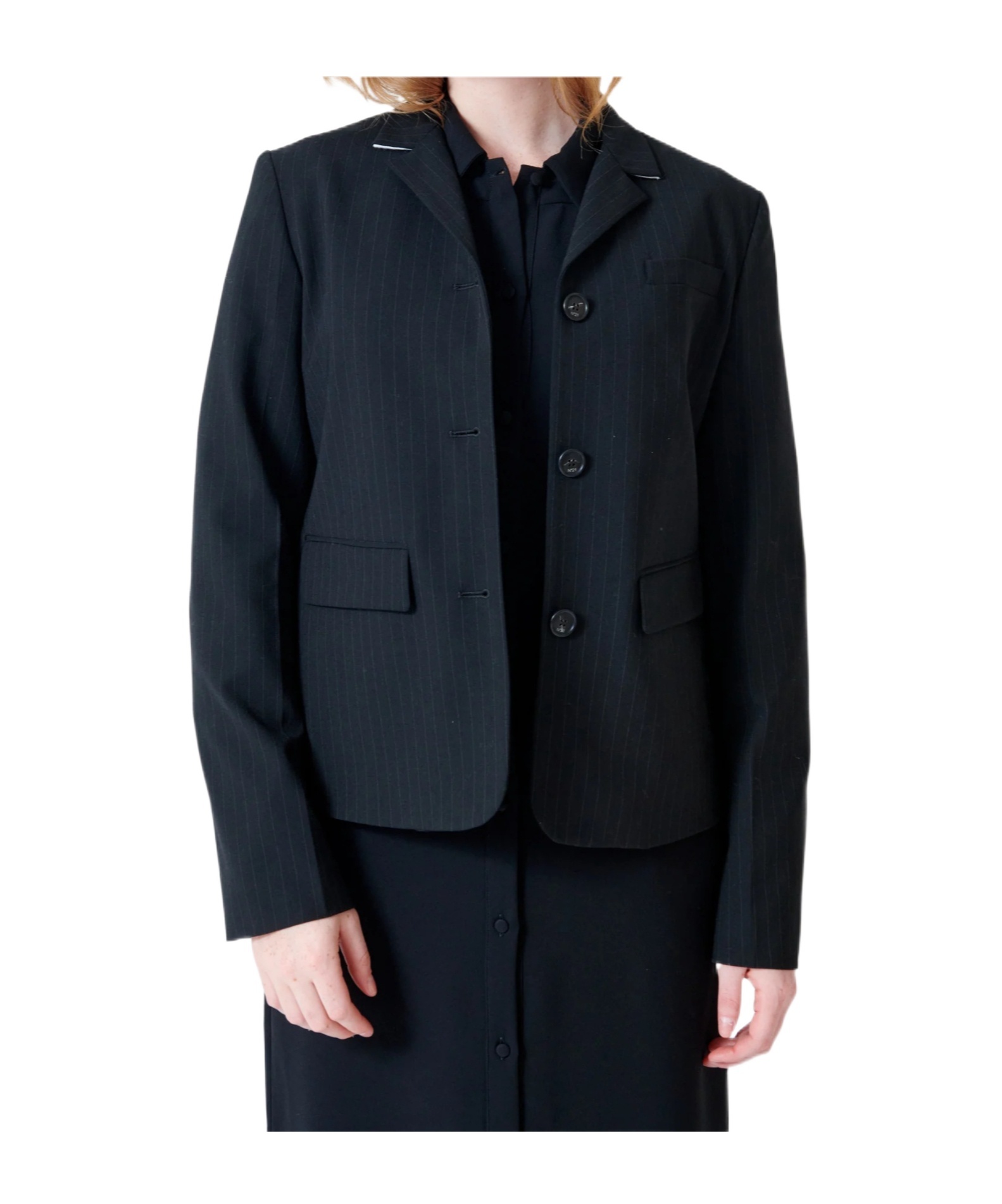 N°21 N21 Three Button Pinstripe Jacket In Black