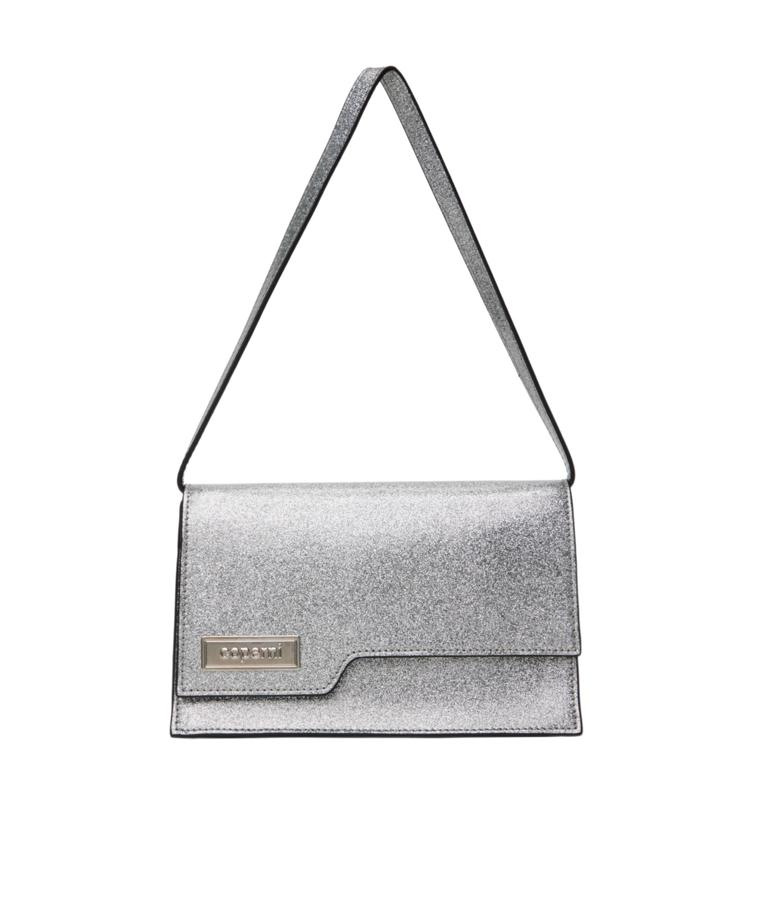 Shop Coperni Mini Glitter Folder Shoulder Bag In Silver
