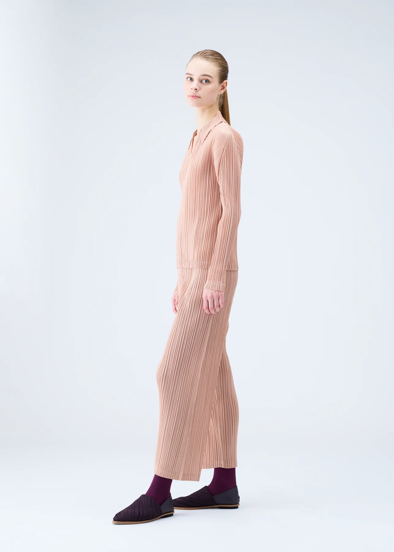 Issey Miyake Monthly Colours October Pleated Trousers In Nude
