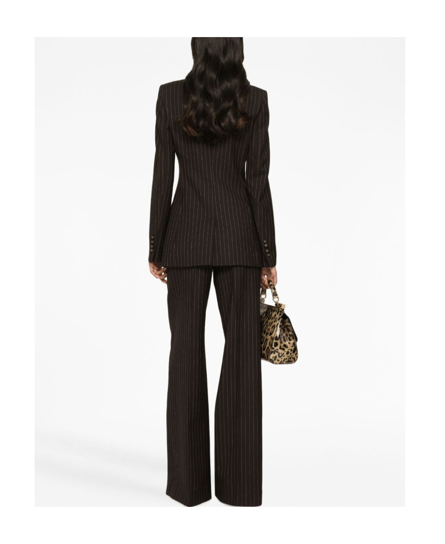 Dolce & Gabbana High-waisted Pinstripe Palazzo Pants In Black
